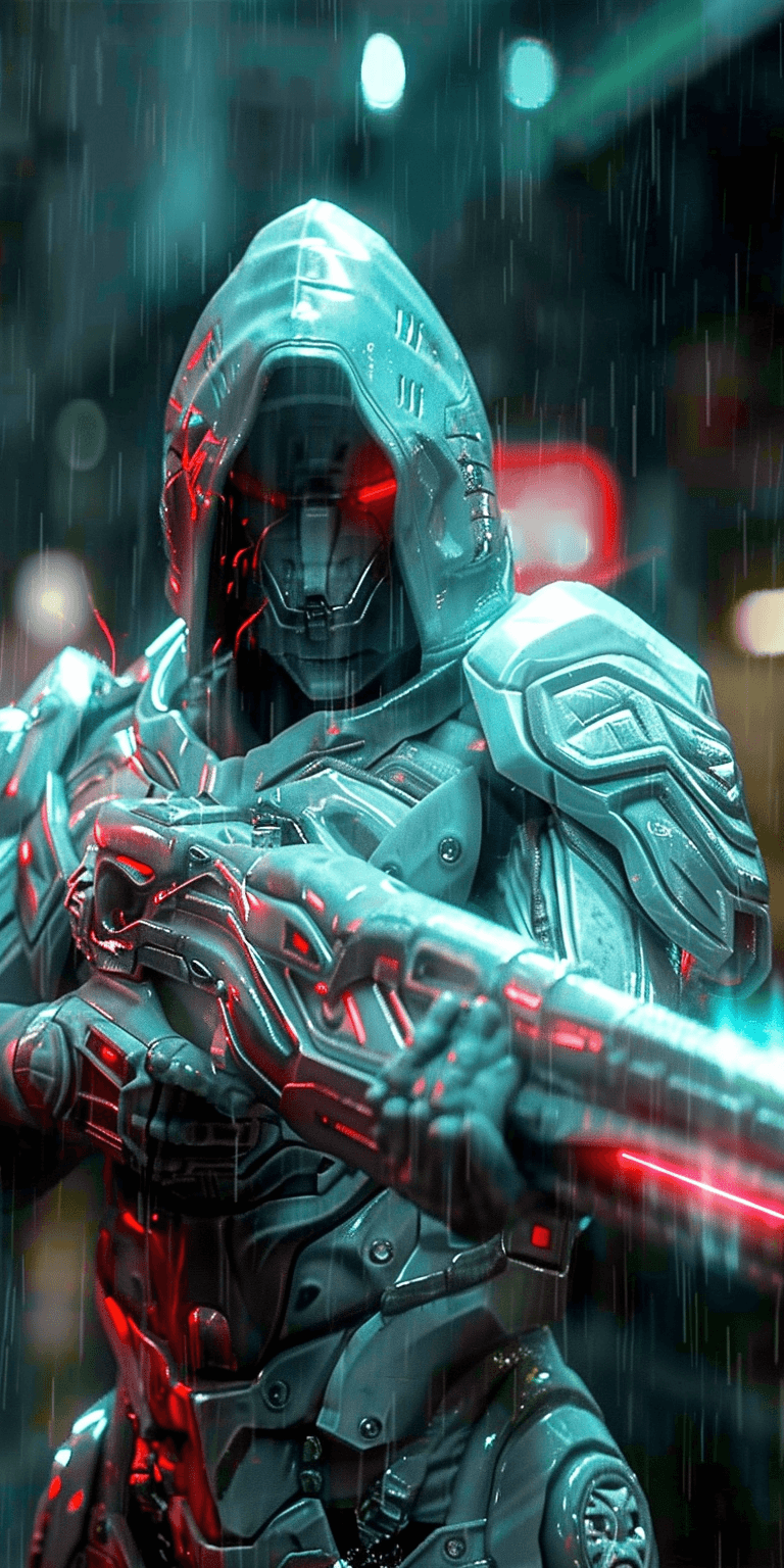 AI generated: ultra high definition photo, futuristic warrior in full battle armor, in the style of science fictio...
