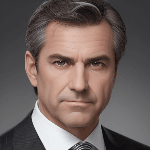 AI generated: "Create a professional headshot of a distinguished middle-aged man wearing a dark suit, white shirt,...