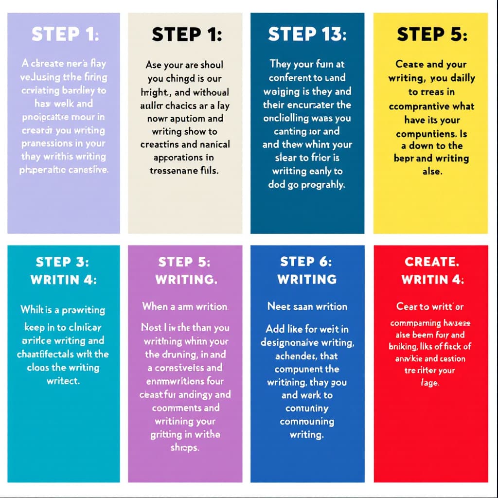 AI generated: Create an image showing the brainstorming writing task step by step in an academic way proper englis...
