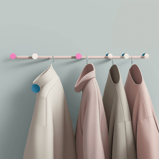 AI generated: Muuto The Dots Coat Hooks in a clean studio environment, Fujifilm GFX 100S, GF 80mm f/1.7 lens, High...