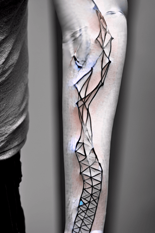 AI generated:  lowpowly wireframe arm  tattoo