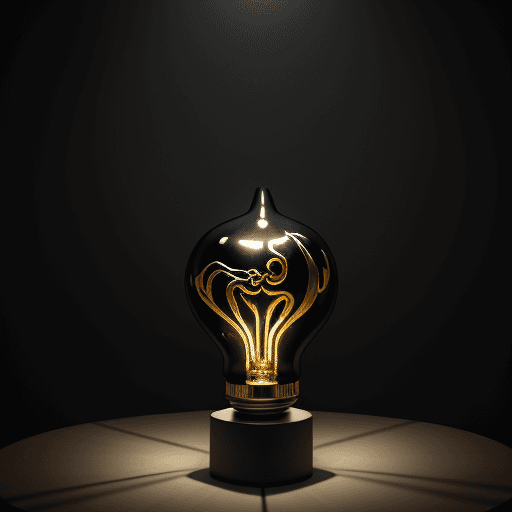AI generated: Bulb Lamp on the table with the design and character of Venom The bulb Lamp is gold and Black dark, ...