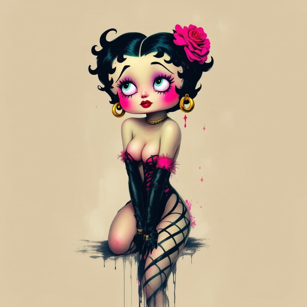 AI generated:   create a portrait of Betty Boop with Brazilian Phonk Art is a creative fusion that blends the aest...
