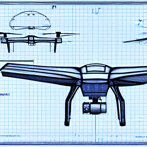 AI generated: technical drawing, blueprint, schematic::1.5 dron  fighter , paper background, detailed --s 1250 lik...