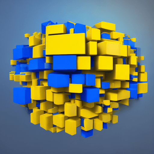 AI generated: blue and yellow rectangles with rounded corners with word Cerebro on them floating in 3d space like ...