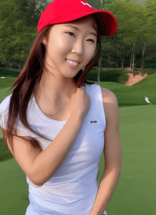 AI generated: 1 girl, beautiful , pro golf , full body, colour photo , standing pose, no logo, wearing white cap, ...