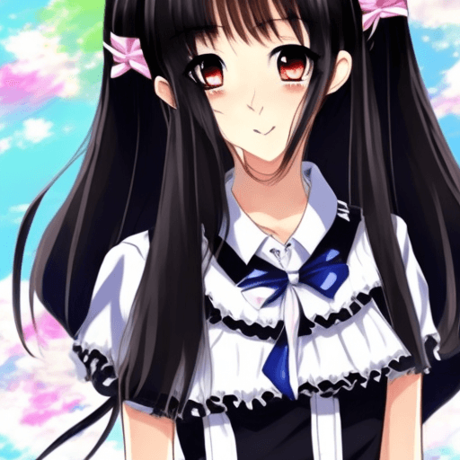 AI generated: A gorgeous looking anime girl with black hair wearing a school dress ,anime style 