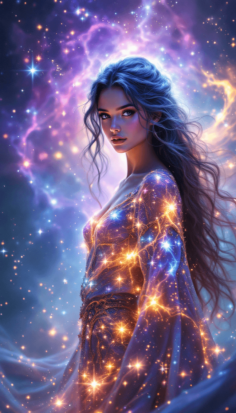 AI generated: A breathtaking celestial goddess standing amidst the vast expanse of space, her presence radiating d...
