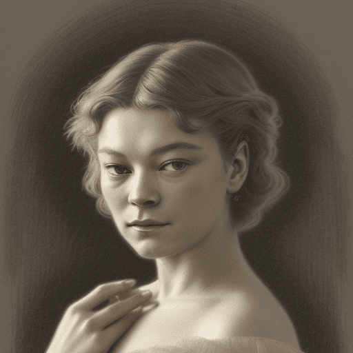 AI generated: A realistic, lifelike, award winning, graphite pencil portrait of French actress Simone Signoret, in...