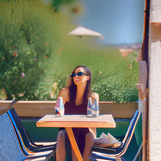 AI generated: mid shot, dynamic angle, girl drinking 1coffee at a cafe in st tropez, south of france, (french:0.3,...