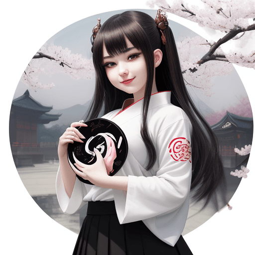AI generated: Trollface , Opera GX logo as background ring, in the style of traditional Chinese painting, romantic...