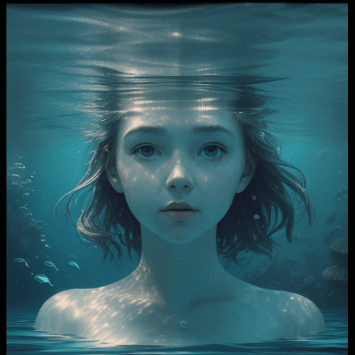 AI generated: girl in the water, in the style of imax, photorealistic compositions, ad posters, intricate underwat...