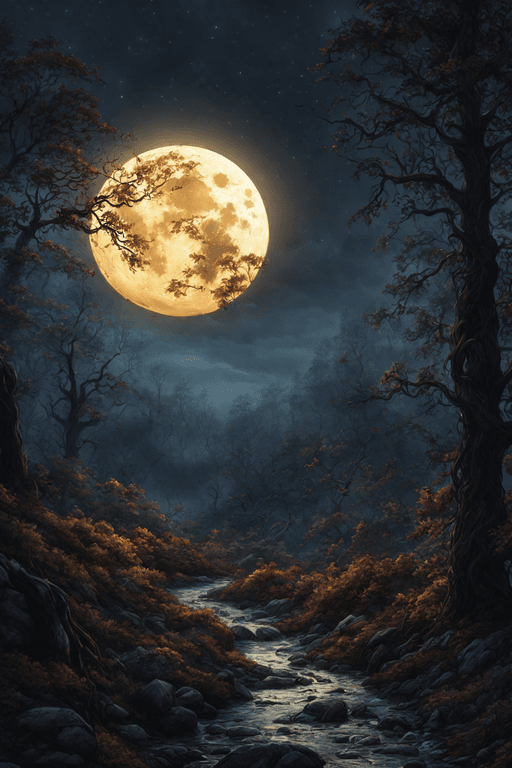 AI generated: Moonlight night, ultra hd, realistic, vivid colors, highly detailed, UHD drawing, pen and ink, perfe...