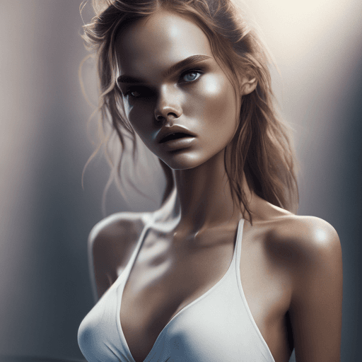 AI generated: Full undress body photo of a ultra realistic Josephine Skriver, undress, dramatic light, pale sunris...
