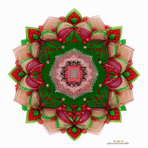 AI generated: detailed drawing of a mandala made of Christmas candies