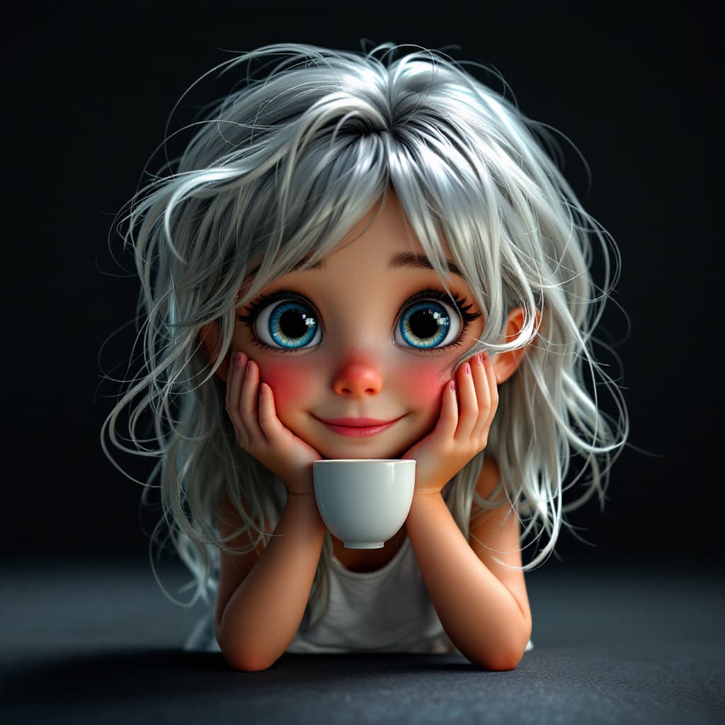 AI generated: a 9yo pretty face, small body with aa cup