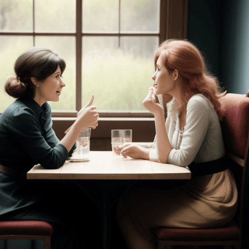 AI generated: two women sitting at a table arguing