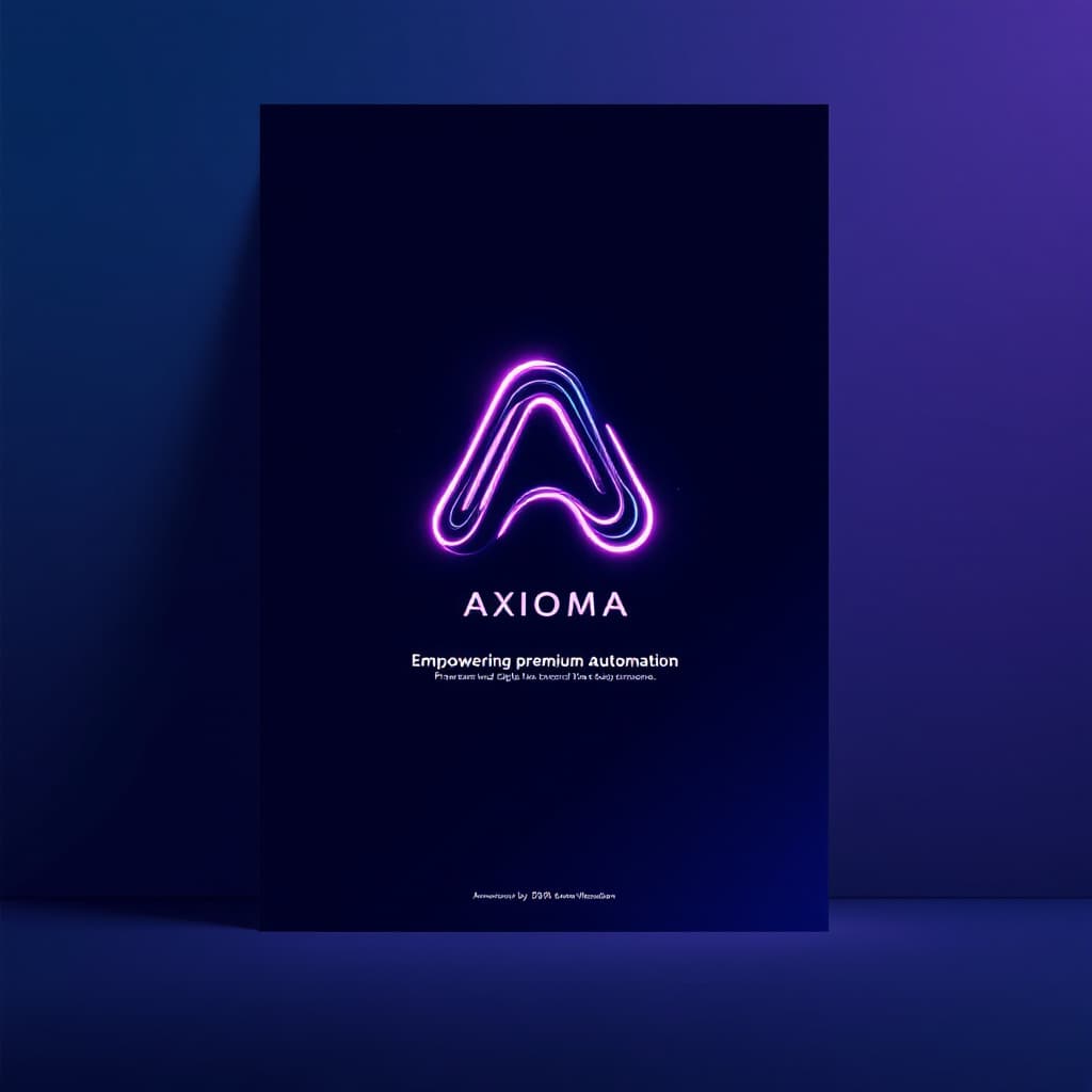 AI generated: A modern, futuristic digital flyer for AXIOMA, a premium automation brand, designed in a 16:9 aspect...