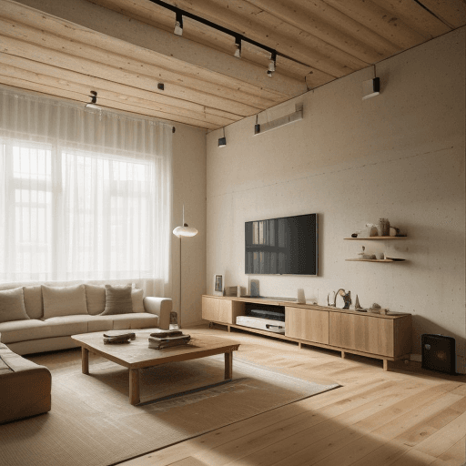 AI generated: high resolution photography interior design, talking pit, wooden floor, huge windows, Iuxury style f...