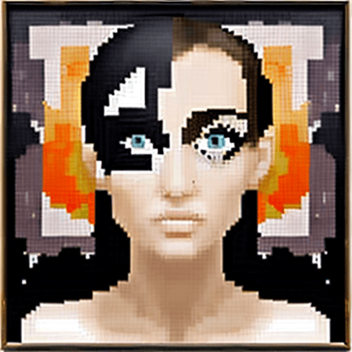 AI generated: abstract art painting of an eye, in the style of pixelated portraits, cracked, oversized portraits, ...