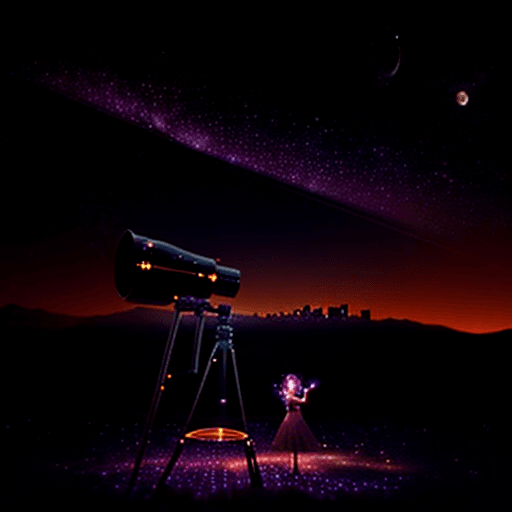AI generated: Photo of an ultra-realistic starry nightscape with Sofia's silhouette holding the telescope, while t...