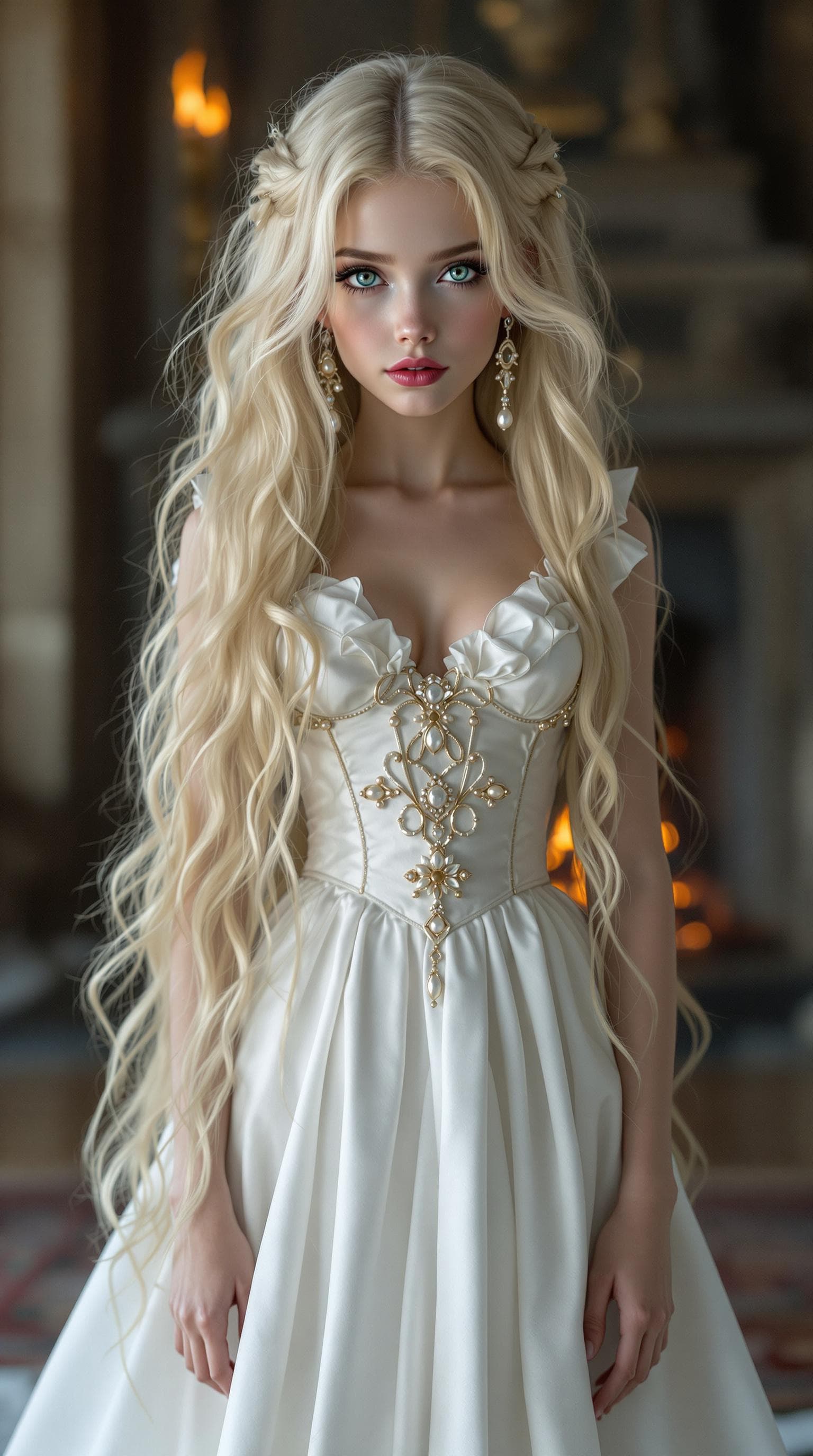 AI generated: a professional photo of a exceptionally of the most beautiful girl in the world, Transylvanian vampi...