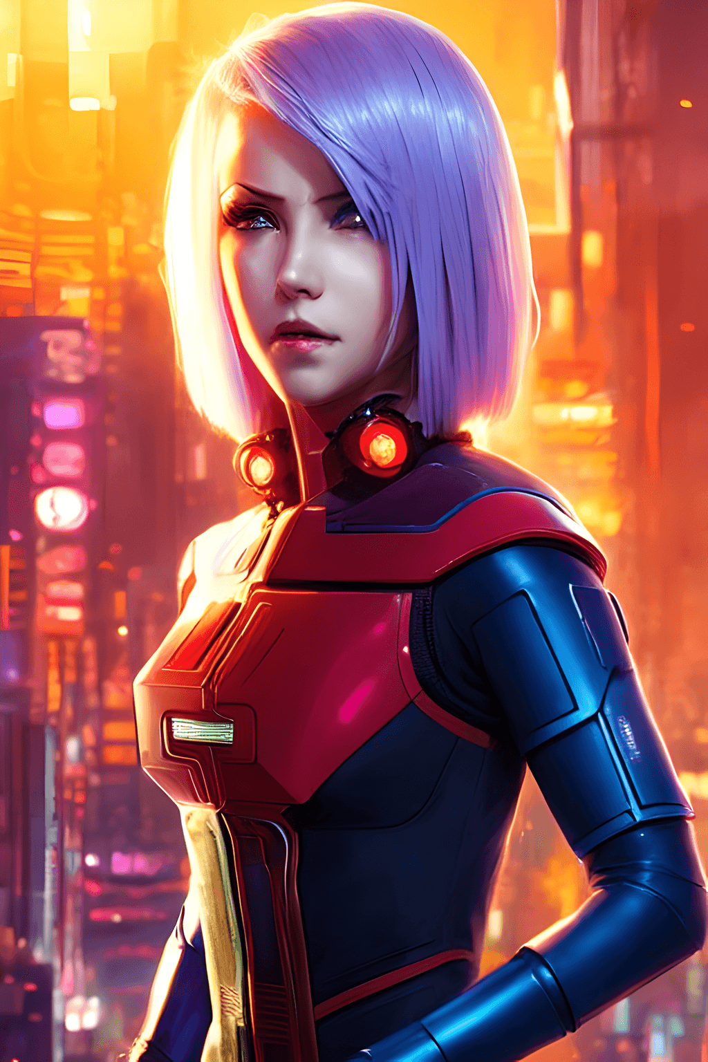 AI generated: Beautiful cyberpunk netrunner girl By Artgerm and WLOP and Ilya Kuvshinov and RHADS and Loish and Ro...