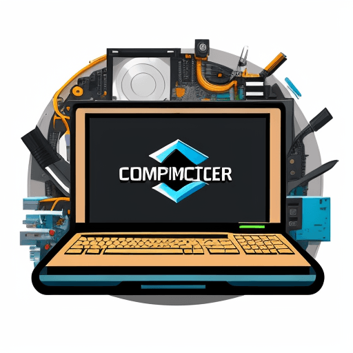 AI generated: vector illustration, professional computer repair business logo, cartoon
