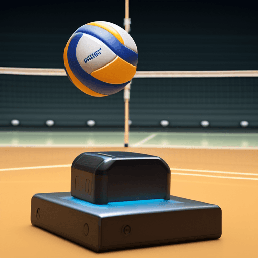 AI generated: A Smart volleyball with sensors that tracks hand positioning in the style of a product placement pho...