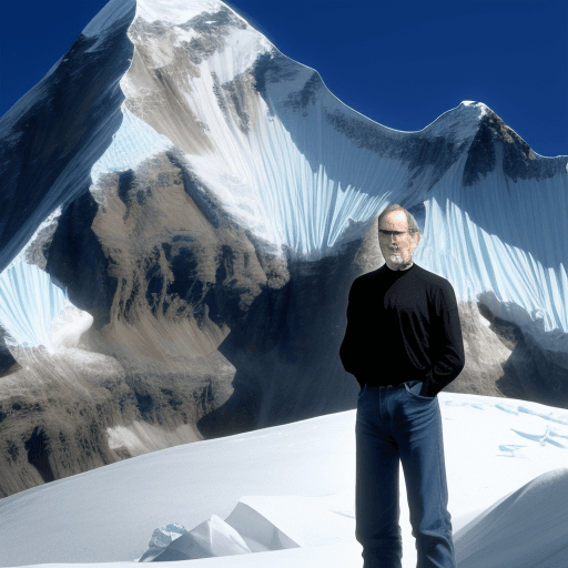 AI generated: photo of steve jobs standing on the mountain of everest
