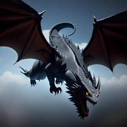 AI generated: Big black Dragon flying, photorealistic