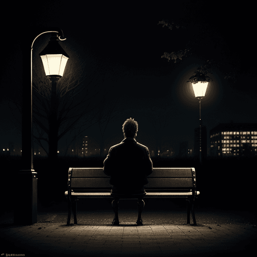 AI generated: A melancholic and introspective scene reflecting the lyrics of the song. A solitary figure sits on a...