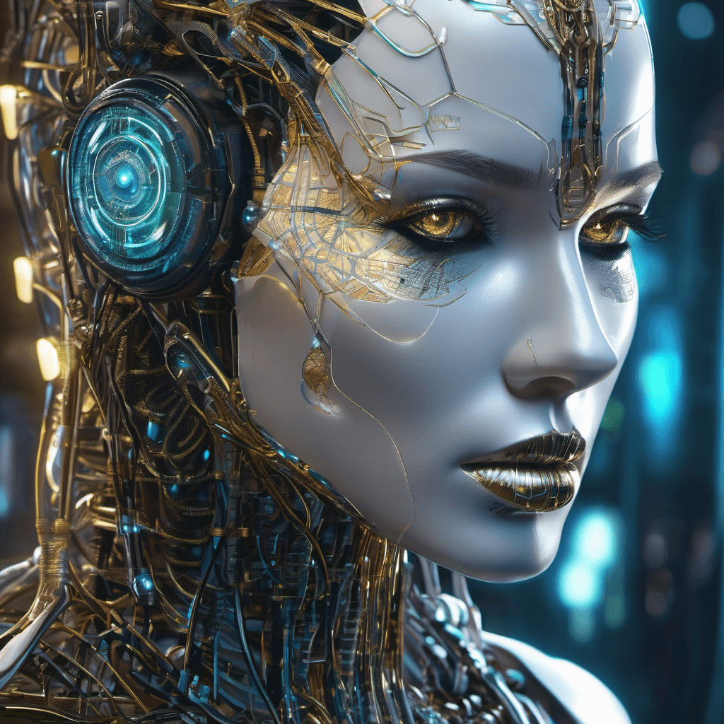 AI generated: A stunning realistic illustration of an ethereal neural network organism, half of the face is roboti...