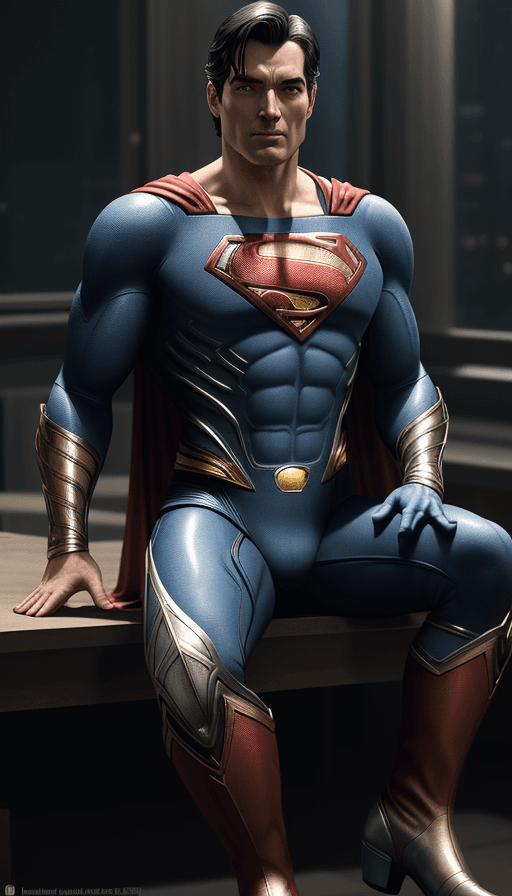 AI generated: boots on the table with the design and character of Superman is gold and blue
dark, no watermark,no ...