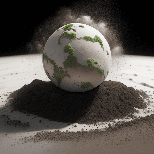AI generated: Commercial photography, powerful explosion of white black green dust earth colored soil
, white ligh...