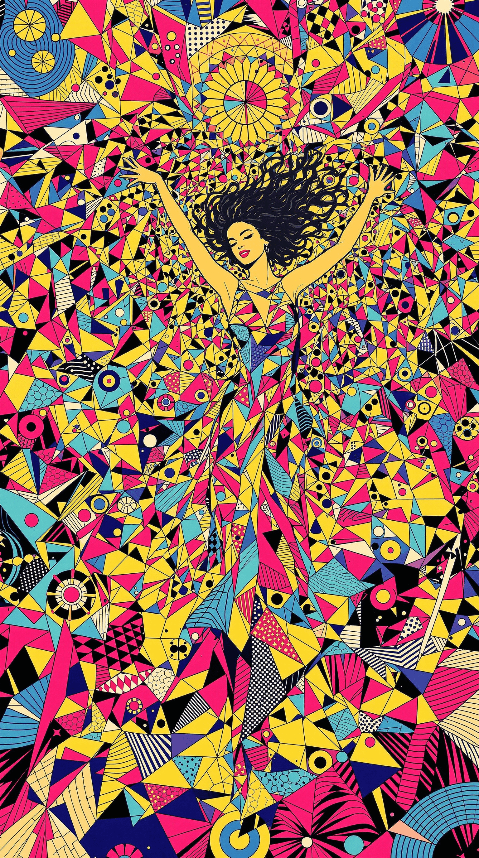 AI generated: a highly detailed, illusionary, and hypnotic trippy poster featuring an elegant woman dancing gracef...