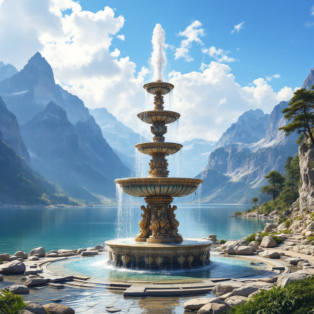 AI generated: Fountain from the mountain