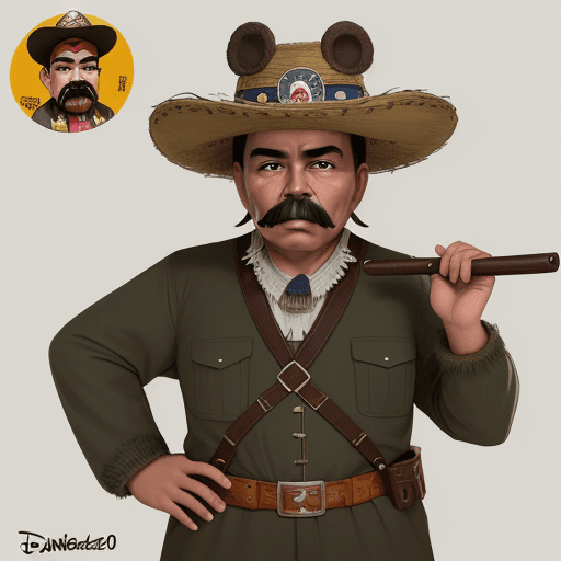 AI generated: Design a Walt Disney-style character, a Mexican beaver dressed as Pancho Villa, for a cartoon cover....