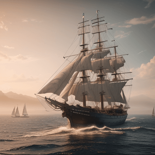 AI generated: Photo of a ultra realistic sailing ship, dramatic light, pale sunrise, cinematic lighting, battered,...