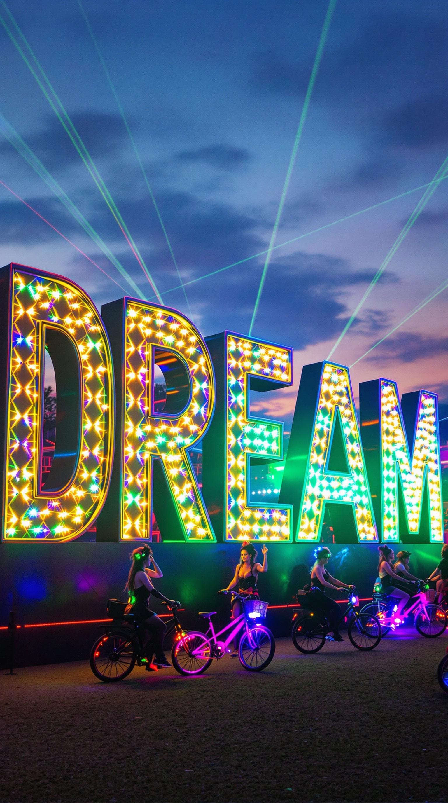 AI generated: This image captures a vibrant scene at an outdoor event, likely in a festival setting. The focal poi...