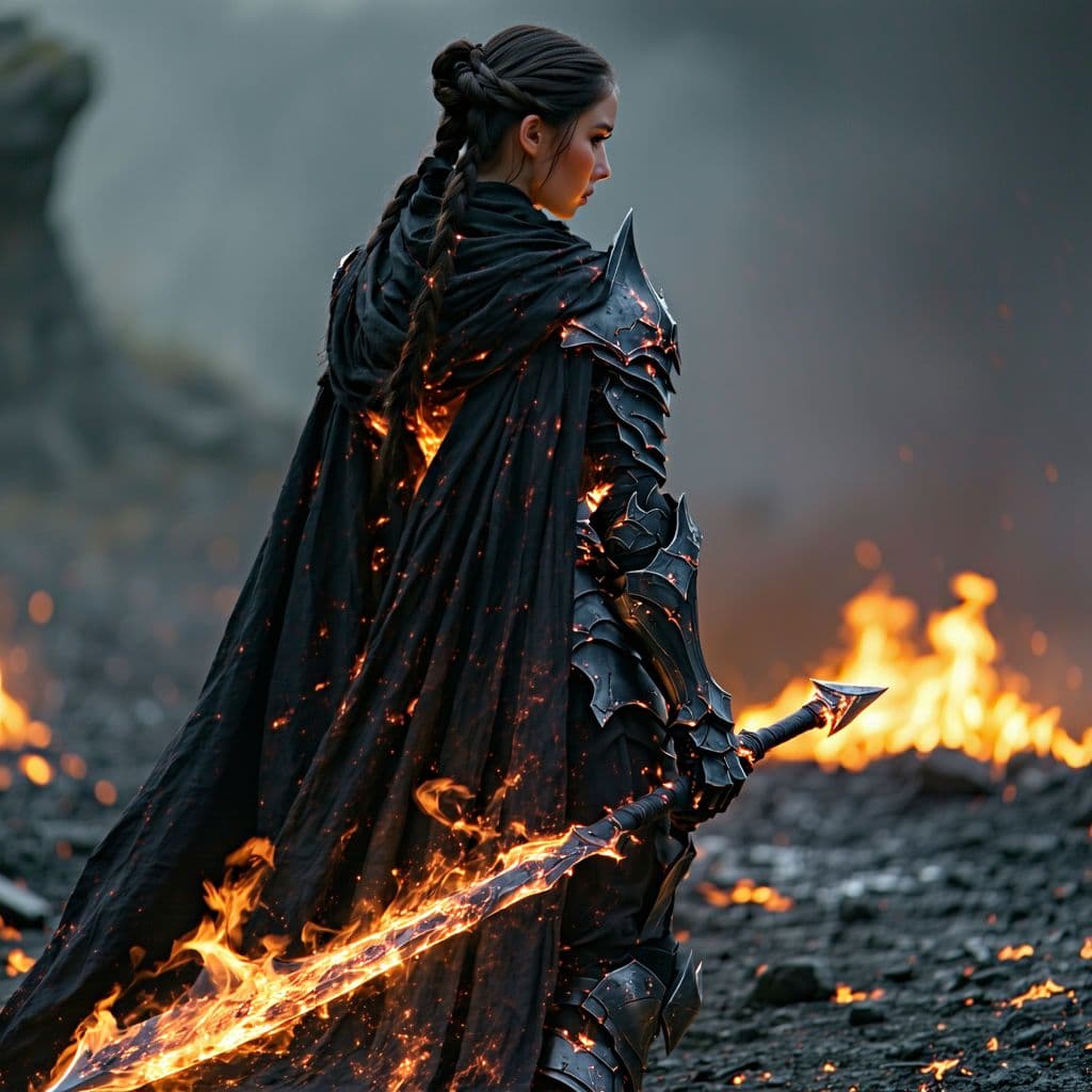 AI generated: Sevra Ironflame – The Stormspeaker

A vision of defiance, marked by fire and fate.

Face: Burn scars...