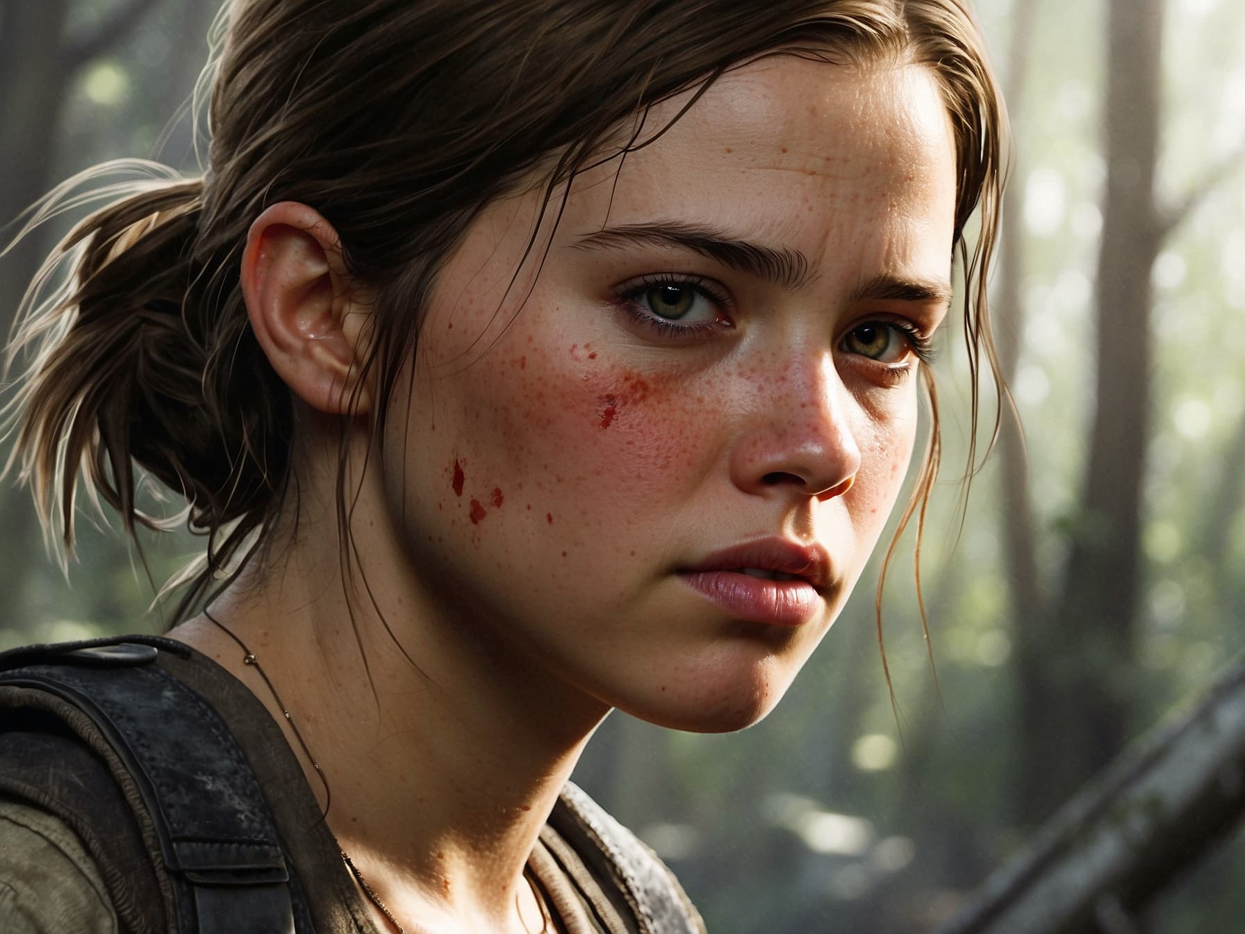 AI generated: Ellie from HBO's "The Last of Us" series portrayed in a vibrant, watercolor illustration, capturing ...