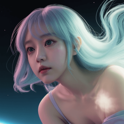 AI generated: cinematic lighting, 
low angle,
pastel palette, 
真紅の天竺牡丹娘,
宇宙MMORPG
