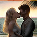 AI generated: dove cameron and peyton list sharing a passionate kiss nude, their lips pressed together in a tender...
