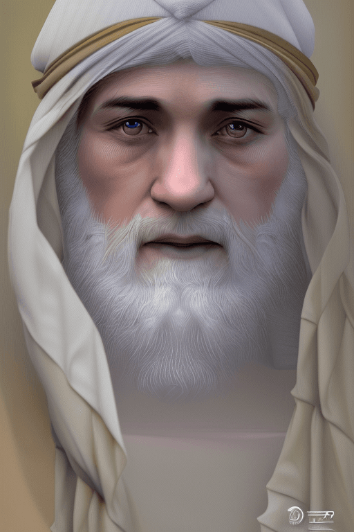 AI generated: portrait of Religious mysteries man , white long hair and Turban on head, mature, peaceful, detailed...