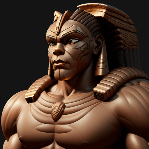 AI generated: close up Sphinx with a Muscles like body builder, game character, concept art, 8k, unreal engine --a...