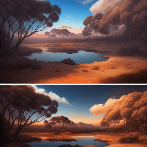AI generated: A BEAUTIFUL NATURAL LANDSCAPE OF Australian AIRBRUSH PAINTING. HDR, illustration, cinematic, photo, ...