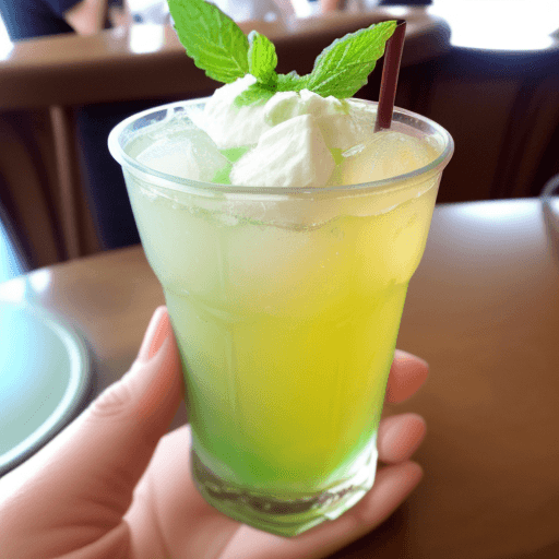 AI generated: mint julep at disneyland disney food blog dfb instagram realistic hand photo day delicious