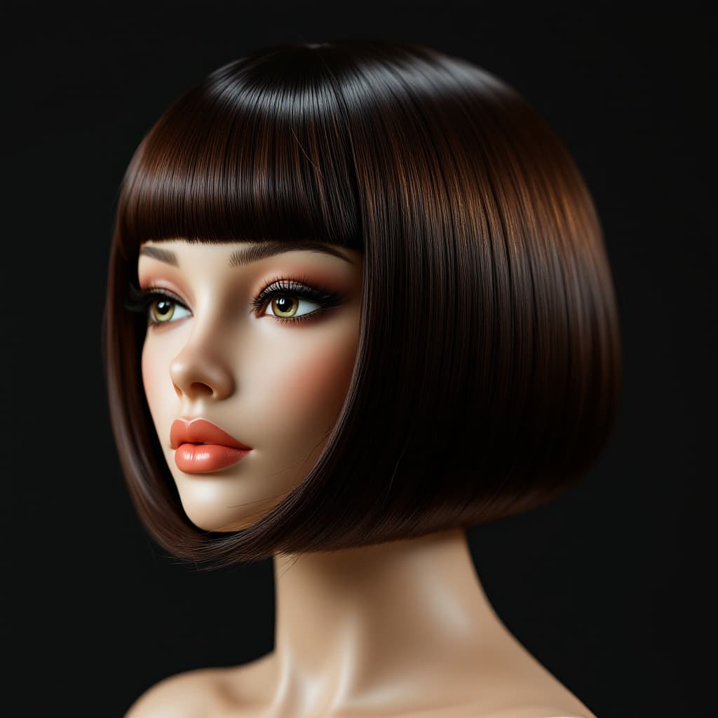 AI generated: close up of a mannequin head with brown and black hair, remodernism, retrofuturism, inspired by May ...