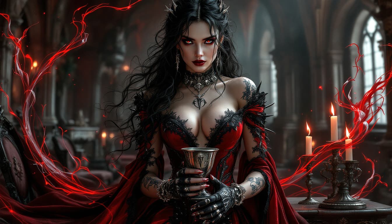 AI generated: Here is the description translated into English:

A breathtaking, ultra-realistic portrait of a goth...